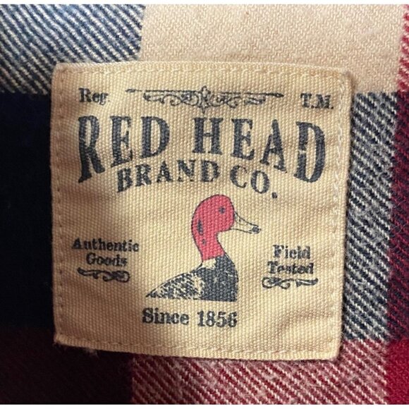 RED HEAD Men's Flannel Shirt Size 2XT, Red/Blue/White Plaid, 100% Cotton, Button - Picture 7 of 11